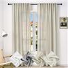 WOLTU Tenda Scorrevole con Nastro a Balze, Effetto Lino, Tenda per Finestra Moderna in Lino Semitrasparente in Voile, per Soggiorno Camera da Letto, 135 x 245 cm, Sabbia