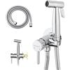 Ibergrif GRIFEMA Doccia per Bidet Portatile, Rubinetti per Bidet con supporto, Miscelatore Bidet ad Acqua Calda e Fredda, Cromo, Argento, M22004