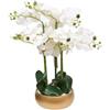 DEGHI Pianta artificiale di orchidea 65h cm bianco in vaso oro