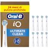 Oral-B Testine di Ricambio iO Series Ultimate Clean Bianche per Spazzolino Elettrico, 8 Testine Rotonde Autentiche, con setole CrissCross per rimuovere la placca