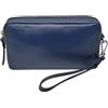 Harigiò ® Pochette Da Polso In Vera Pelle Firmato Colore Blu Chiaro Borsello Da Uomo Con Manico Removibile E Chiusura Lampo Marsupio A Mano Borsa Sotto Braccia Made In Italy
