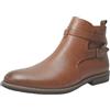 Finishing & Sewing Stivaletti Chelsea da uomo in pelle marrone con cinturino con fibbia, marrone, 44 EU