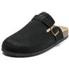 JOMIX Ciabatte Uomo Sabot con Fibbia Pantofole Uomo in Pelle Sintetica Plantare in Sughero Ergonomico Suola Antiscivolo Mule Zoccoli Uomo Casual Comode per Casa e Passeggio MCT250739 Nero 45