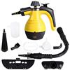 GYMAX Pulitore a Vapore Portatile, con 9 Accessori per Rimuovere Macchie, Tappeti, Tende, 3 Bar ad Alta Pressione per Cucina e Bagno, 350ML, Giallo