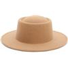 GEMVIE Pork Pie - Cappello da uomo e donna, con tesa larga, in feltro per chiesa, fedora, cammello, Taglia unica