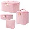 Ouxayapl 4pcs Beauty Case da Viaggio Donna, Borsa Cosmetica Grande in Cotone con Rosa, Trousse Trucchi e Pochette Trucchi da Borsa, Borsa Porta Trucchi da Toilette Makeup Bag Organizer per Donne