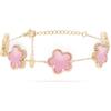 FREDDY Bracciale Donna Acciaio Inossidabile Gold- Fiori Rosa - Idea Regalo Alta Qualità - Modello FJ-20089