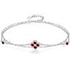 PHNIBIRD Bracciale Donna in Argento Sterling 925 con Rubino di nascita trefle a 4 foglie ciondolo Doppio Strato Bracciale Donna regalo per mamma moglie figlia