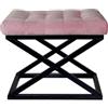Atelier Del Sofa Elegante pouf con cornice in metallo, 50 x 42 x 40 cm, 100% poliestere, viso per bambini, grigio con accenti neri e rosa, perfetto per spazi e decorazioni moderne