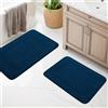 chakme Set di 2 tappetini da bagno, tappetino da bagno in memory foam, antiscivolo, lavabile, set di tappeti da bagno, per WC, doccia e vasca da bagno, blu navy
