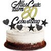 Conruich Decorazione per Torta di Compleanno 80 anni Uomo Donna, Cake Topper Alles Gute 80. Geburtstag Oro Nero, Torta Torta Stella Cuore Nero per Decorazione Festa 80 anni Compleanno Donna Uomo