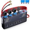 Moqidong Presa da 12 V, 12 V, 15 A, presa accendisigari, 4 porte USB (2 A+2 C), 3 prese, cavo 3 m, 12 V, presa da incasso, per sedile posteriore, senza distruzione dei cavi