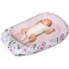 Medi Partners Riduttore Lettino Neonato - 100x60x15 Nido Antisoffoco Neonati Bozzolo Culla per Bebè neonata bilaterale Cuscino 100% Cotone Minky (fiore con minky rosa chiaro)