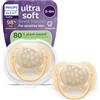 AVENT Philips Avent Ultra Soft Ciuccio - Design ortodontico, per neonati 0-6 mesi, scudo flessibile, tettarella simmetrica in morbido silicone, senza BPA, confezione da 4, SCF092/06