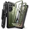 SUPCASE Cover per Samsung Galaxy S25 Ultra con Supporto, [2 Cornici Frontali] [Protezione Schermo Integrata e Clip da Cintura] Custodia Protettiva di Grado Militare per S25 Ultra 6.8'' (Verde)