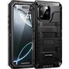 Lanhiem Cover per iPhone 16 Pro Max IP68 Impermeabile, Metallo 360°Completa Waterproof Case con Protezione Schermo, Militare Antiurto Armor, Subacquea Antipolvere Custodia per iPhone 16 Pro Max, Nero