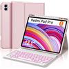 IVEOPPE Tastiera per Xiao Redmi Pad Pro/Poco Pad 12.1 2024, Cover Tastiera 7 Colori Illuminato Bluetooth Senza fili Staccabile Magnetica Italiano QWERTY per Xiaomi Redmi pad Pro 12.1 Pollici, Rosa