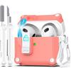 R-fun per AirPods 3a generazione 2021 Custodia, protezione completa contro la caduta, copertura automatica per Apple Airpod 3 con kit di pulizia e portachiavi,Bianco/Rosa Pesca