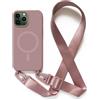 2NSPDRGNI Magnetica Cover con Collana Compatibile con iPhone 13 Pro Max,Case con Laccio per Il Collo Custodia con Cordino,Rose Gold
