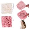 lasuroa 2pz Guanto di Luffa per Saponetta, 2-in-1 Spugna Esfoliante con Cordino Riutilizzabile Spugna da Doccia a Rete per Levigare la Pelle & Detergere Il Corpo (Rosa, Beige)