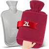 MUPAS Borsa acqua calda 2L, fodera pile, tasca a marsupio, Rosso