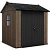 Keter Casetta da Giardino Apex 757/775 Walnut, Effetto Legno Noce Naturale, Porte e Finestre Orientabili, 4 m², 230x223,8x246H cm