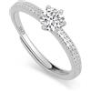 Meissa Anelli Nuziali in Argento, Set di 3 Anelli Promessa Regolabili in Argento 925 con Pietra da 0,28 ct, Anello da Fidanzamento e Fede Nuziale, Regalo per Lui e Lei, 4.0mm di larghezza