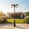 M Ledme - Lanterna da esterno House Series Plus - IP44 impermeabile, tre attacchi E27, lampada da parete in acciaio nero e vetro per giardino, terrazza o ingresso (lampadina non inclusa)