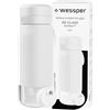 Wessper Borraccia Filtrante, 500 ml, Borraccia Vetro Borosilicato, Bottiglia con Filtro Actitex DISC, Contatore di Sostituzione del Filtro Integrato, Riduce il Cloro, BPA FREE - Bianco