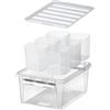SmartStore 14L Cassetto in plastica con coperchio e 6 inserti - Trasparente - Impilabile e annidabile - Garanzia di 10 anni - Sicuro per gli alimenti e senza BPA - Clip bianca bloccata - L40xL30xH18cm