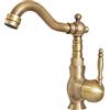 NIUKOMY Vintage Miscelatore Bagno Bronzo, Retrò Rubinetto Lavabo Ottone Anticato, Girevole 360° Rubinetto Monocomando Bagno Lavello Calda e Fredda in Rame, Beccuccio 16 cm