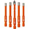 BGTEC Set Punte Diamantate per Piastrelle e Materiali Duri - 4 pezzi Punte Diamantate da 6 mm + 1 Punta in Carburo da 6 mm per Granito, Marmo, Ceramica, Porcellana - Codici esagonali a cambio rapido