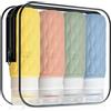 Prmape 4 Pezzi Bottiglie Da Viaggio In Silicone, Contenitori Da Viaggio per Liquidi 100ml, Kit Flaconi Da Viaggio Aereo Ricaricabili, Kit Contenitori Liquidi per Shampoo, Crema, Lozione, Balsamo