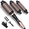 Terviiix Thermal Brush, 3 in 1 spazzola calda, bacchetta arricciacapelli in ceramica, spazzola termica per capelli, 3 ferri arricciacapelli da viaggio intercambiabili (32mm, 38mm e 45mm)
