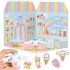 Comansi Playset Cinnamoroll Ice Cream Parlour 40+ Stickers and 6 cm Figurine | 3D Casa Ristorante Adesivi Riutilizzabili | Kawaii Foodcourt Sticker House | Comansi