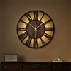 Maxstar Orologio da Parete 50CM per Soggiorno a Batteria, Silenzioso Senza Ticchettio, Stile Legno Metallo, LED Moderno Camera/Ufficio (Numeri Romani, Nero-20)