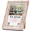 3-B Cornice portafoto MORI - Bianco vintage (Rustical con venature del legno visibili) - 9 x 13 cm - Cornice in legno, cornice portafoto con vetro acrilico