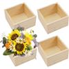VIQIHEOE Scatole Portaoggetti In Legno Grezzo, 4 Pezzi Piccole Scatole Quadrate In legno, 10 x10 x 6 cm Scatole Di Legno Senza Coperchio Organizer, per La Cucina, il Bagno, L'ufficio, Salotto