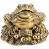 Tyenaza Rospo d'Oro in Ottone, Cinese Feng Shui Rane Ottone Golden Rospi Statua a Tre Zampe Soldi Rane Ricchezza Fortunato, Statuetta a Forma di Rana con Moneta Portafortuna in Bocca