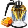 Sadodo Dispenser per miele da 200 ml, con supporto Srand, contenitore per miele a forma di diamante, per sciroppo, zucchero, marmellata, olio, utensili da cucina