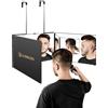 JUSRON Specchio pieghevole a 360 gradi da appendere, 3 pezzi, specchio per capelli, taglio automatico, specchio cosmetico regolabile in altezza, specchio da barba per trucco, rasatura, acconciatura