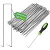 Graxury 100 Pezzi 20cm Ø 3mm Spilli per Giardino Resistenti - Chiodi in Acciaio Zincato per Fissare Paletti per Ancorare Tessuto Antierba, Reti e Tubi con 1 Uncino a Punta