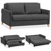 EVERGREENWEB MATERASSI & BEDS EVERGREENWEB Divano Letto 2 Posti Matrimoniale L165xP110xA90 con Box Contenitore, Struttura Pieghevole Imbottita Tessuto Antracite, Schienale a Doppio Cuscino, Sofà con Chaise Longue Estraibile CALION
