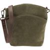 LECONI L3049-VL - Borsa a tracolla da donna, in pelle scamosciata, 22 x 25 x 7 cm, verde, s