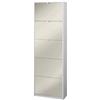 MONDO VIRO Scarpiera moderna a specchio Melissa 5 ante in legno cm 63x18 190h (Bianco Fiammato/Specchio Naturale)