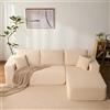 Litbird Divano angolare modulare a forma di L con chaise longue a sinistra - Struttura morbida senza telaio rigido, seduta extra profonda in velluto a coste (Beige, Chaise longue destra)