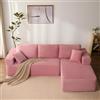 Litbird Divano angolare modulare a forma di L con chaise longue a sinistra - Struttura morbida senza telaio rigido, seduta extra profonda in velluto a coste (Rosa, Chaise longue destra)