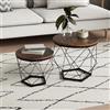 Home Collective Tavolino, tavolo da soggiorno, tavolo | set di 2 con struttura in metallo e piano rotondo | tavolino moderno | 50x44 & 40x37 cm (LxH) | look legno marrone