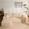 Litbird Divano angolare modulare a forma di L con chaise longue a sinistra - Struttura morbida senza telaio rigido, seduta extra profonda in velluto a coste (Beige, Chaise longue sinistra)
