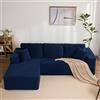 Litbird Divano angolare modulare a forma di L con chaise longue a sinistra - Struttura morbida senza telaio rigido, seduta extra profonda in velluto a coste (Blu navy, Chaise longue sinistra)
